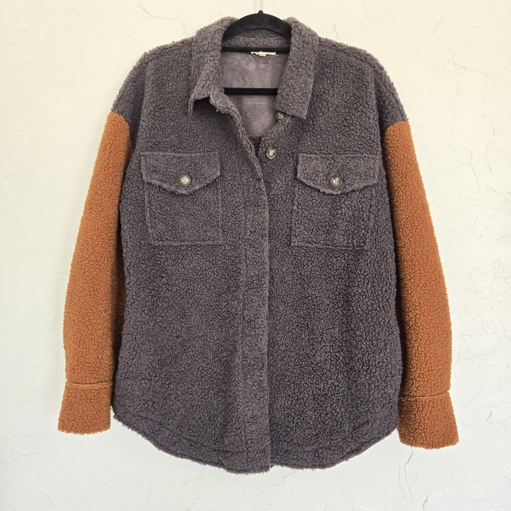 Mystree Sherpa Color Block Shacket - image 4